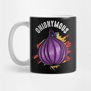 Onionymous Retro Style Onions Funny Onion Puns Mug